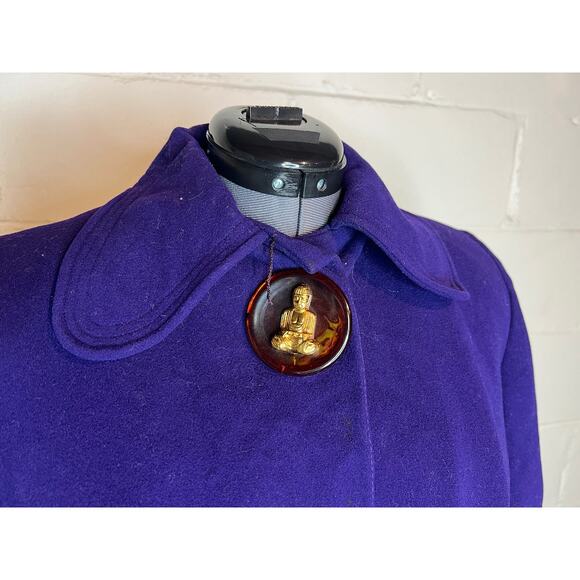 swing coat felted wool peter pan collar purple 1950s - Picture 3 of 9